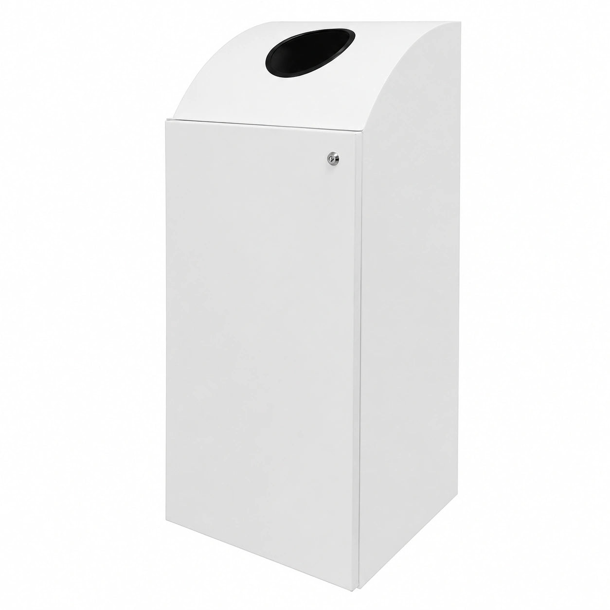 Papelera Metálica 69L con Cerradura y Cubo Interior, Color Plata