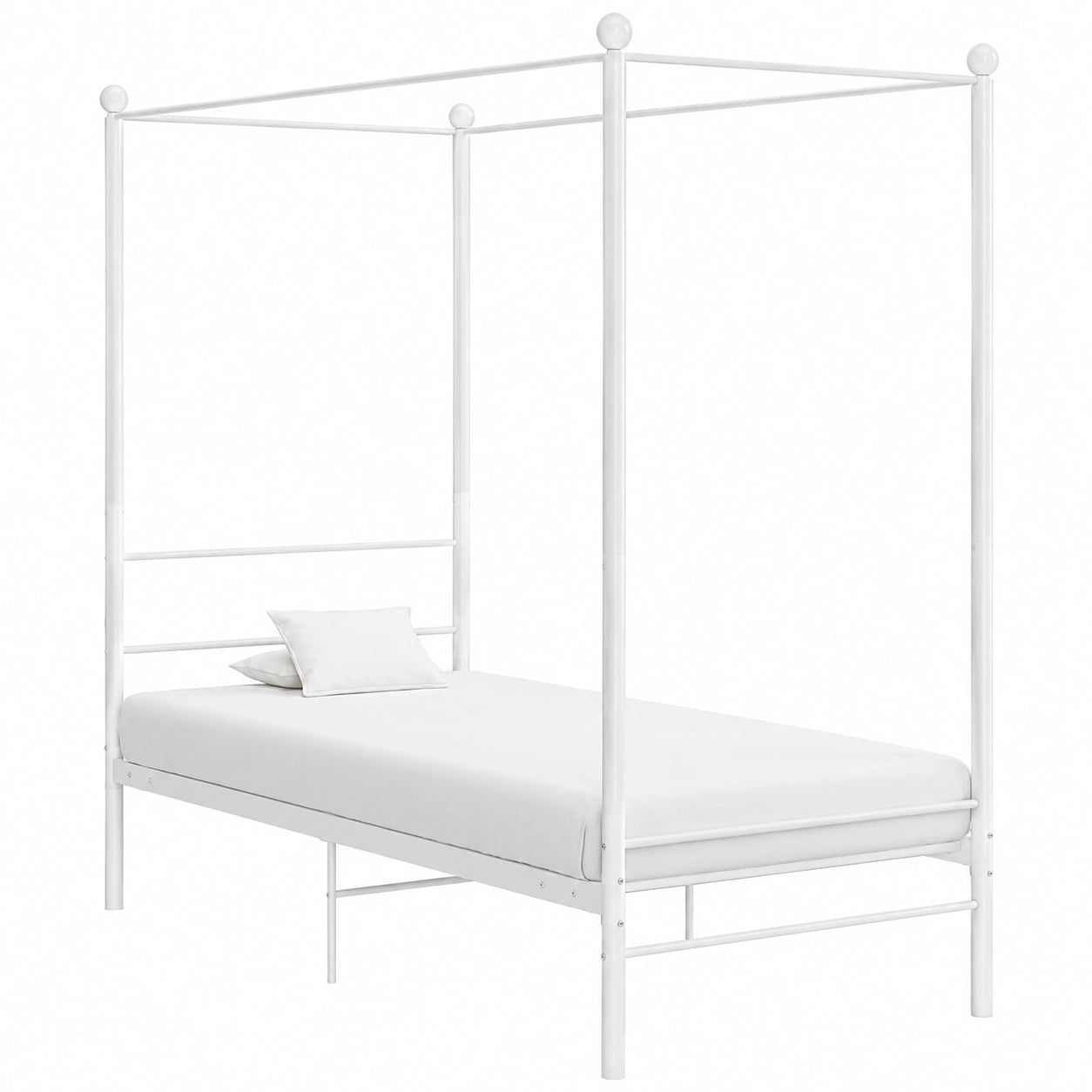 Cama con dosel de metal, 90x200 cm, estructura resistente y moderna