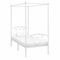 Cama con Dosel Blanco, Estructura de Metal Sólido, 100x200 cm, Elegante para Dormitorio