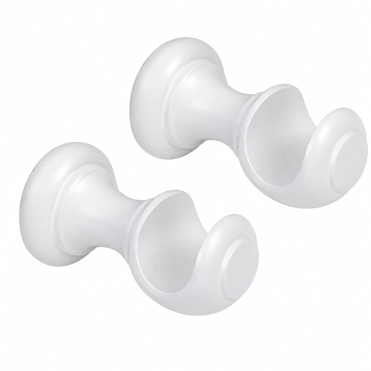Juego de Soportes para Barra de Cortina de Madera, Blanco, Individual y Doble, para Barra de 28 mm