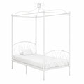 Cama con Dosel de Metal Blanca 100x200 cm para Dormitorio