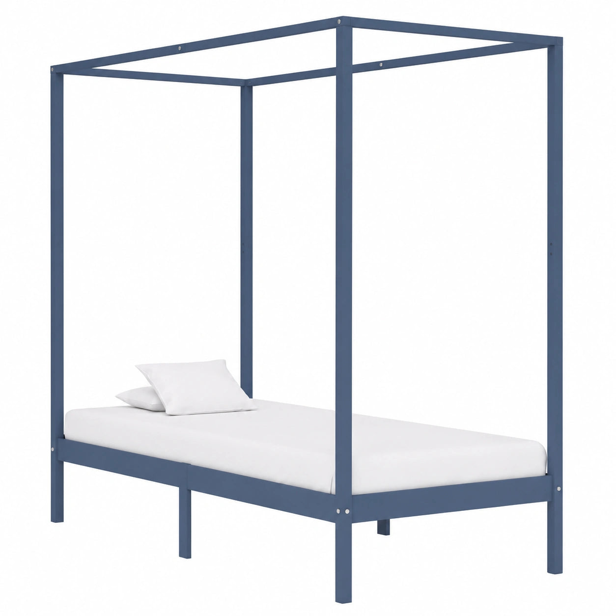 Cama con Dosel de Madera de Pino Maciza 100x200 cm en Gris