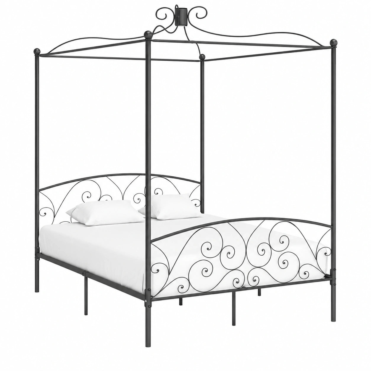Cama con Dosel de Metal Gris 160x200 cm