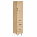 Buffet de Roble Sonoma con Patas Metálicas y Amplio Almacenamiento, 34,5x34x180 cm