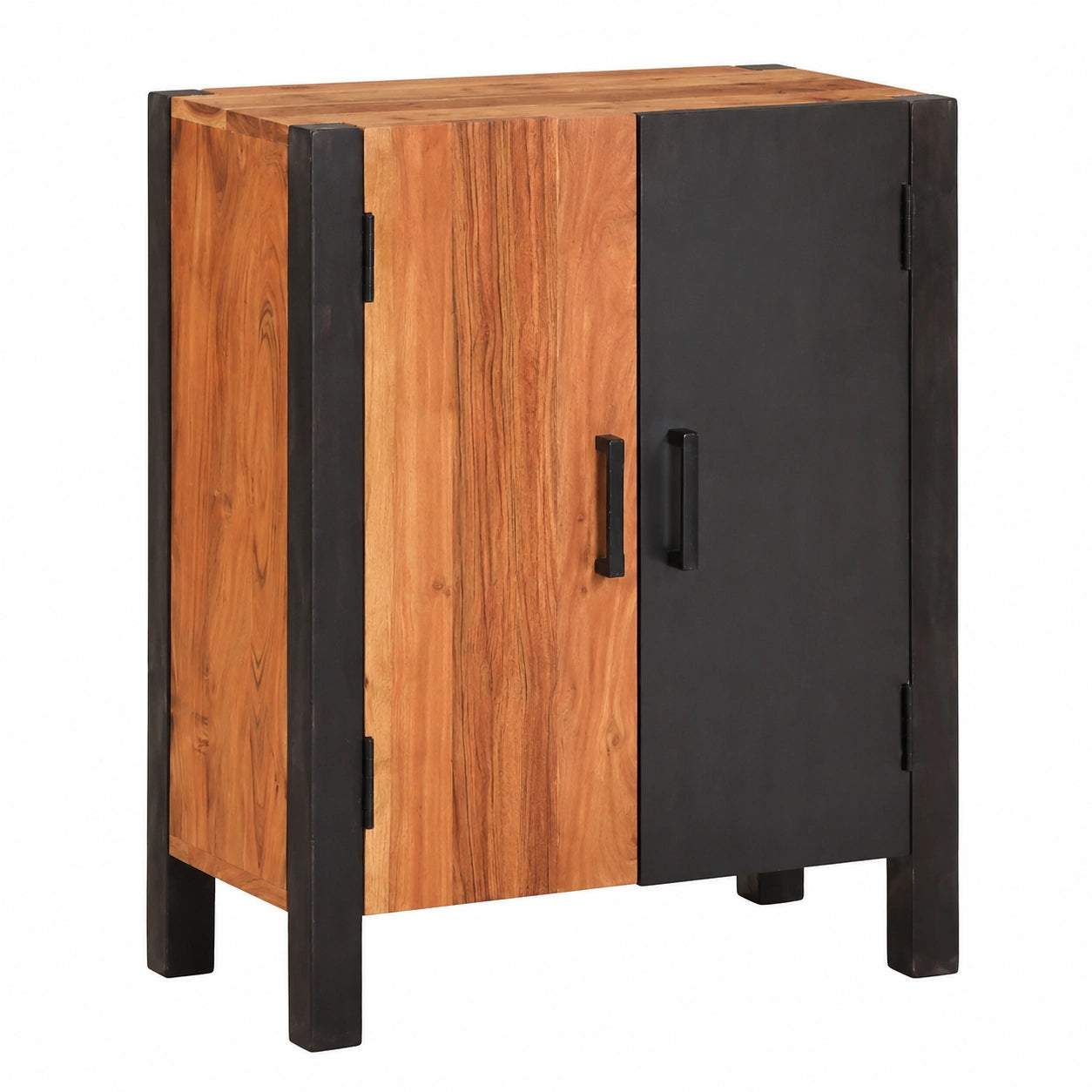 Aparador moderno de acacia y hierro 55x30x75 cm