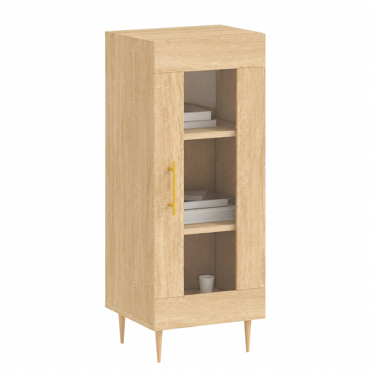Armario moderno de roble Sonoma con puerta de cristal, 90x34,5x34 cm, ideal para cocina y comedor
