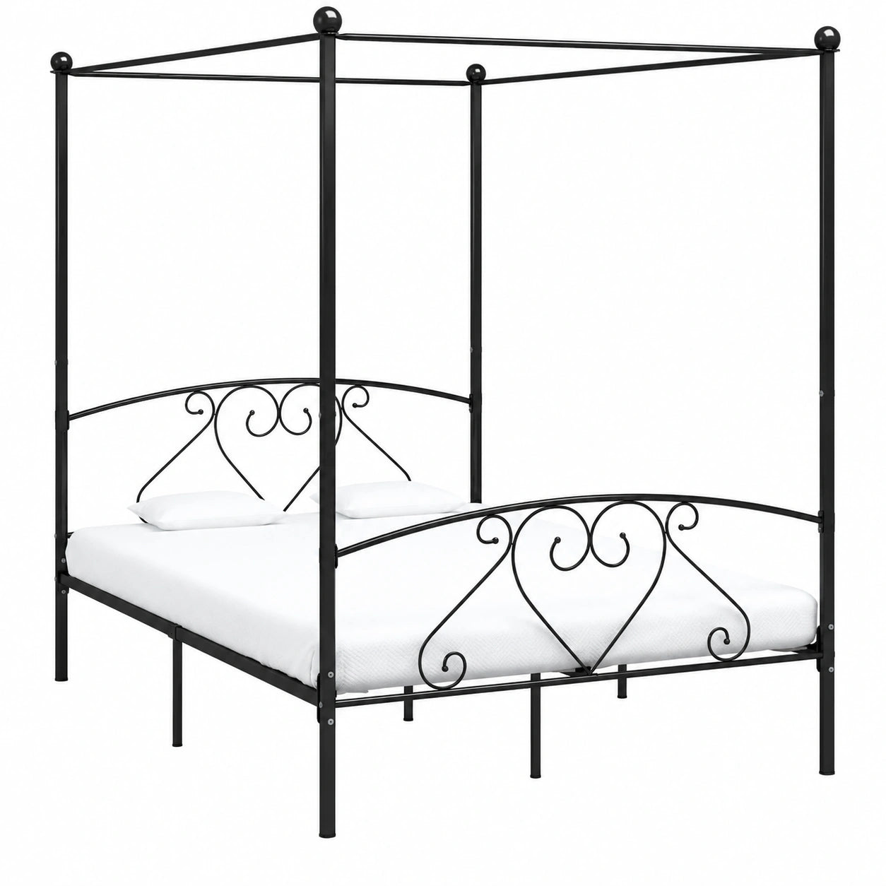 Cama con Dossel de Metal Gris 160 x 200 cm INLIFE