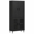 Buffet alto de roble artesano, diseño moderno, amplio almacenamiento, ideal para comedor y cocina, 69,5 x 34 x 180 cm