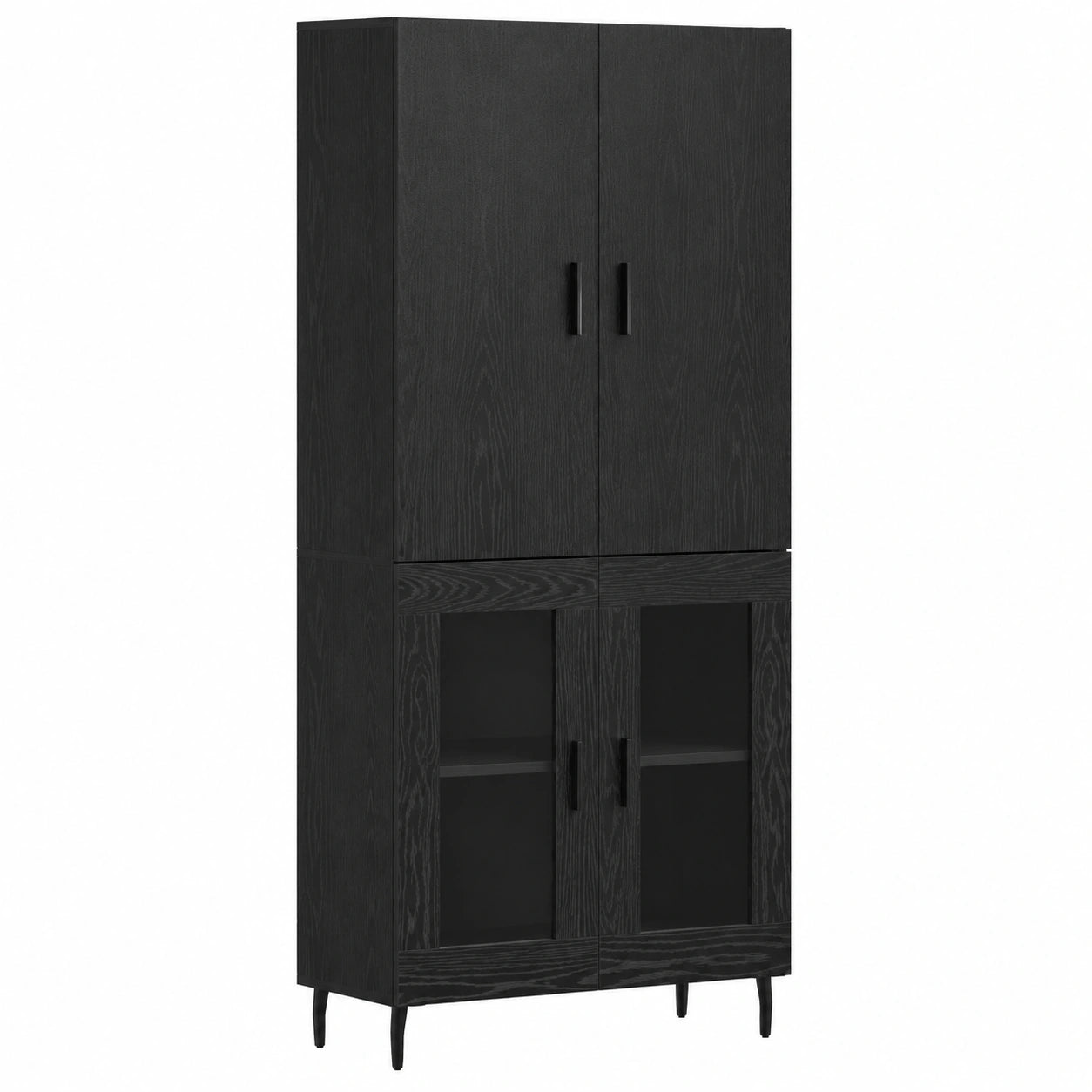 Buffet alto de roble artesano, diseño moderno, amplio almacenamiento, ideal para comedor y cocina, 69,5 x 34 x 180 cm