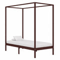 Cama con Dosel de Madera de Pino Maciza Marrón Oscuro, 100x200 cm