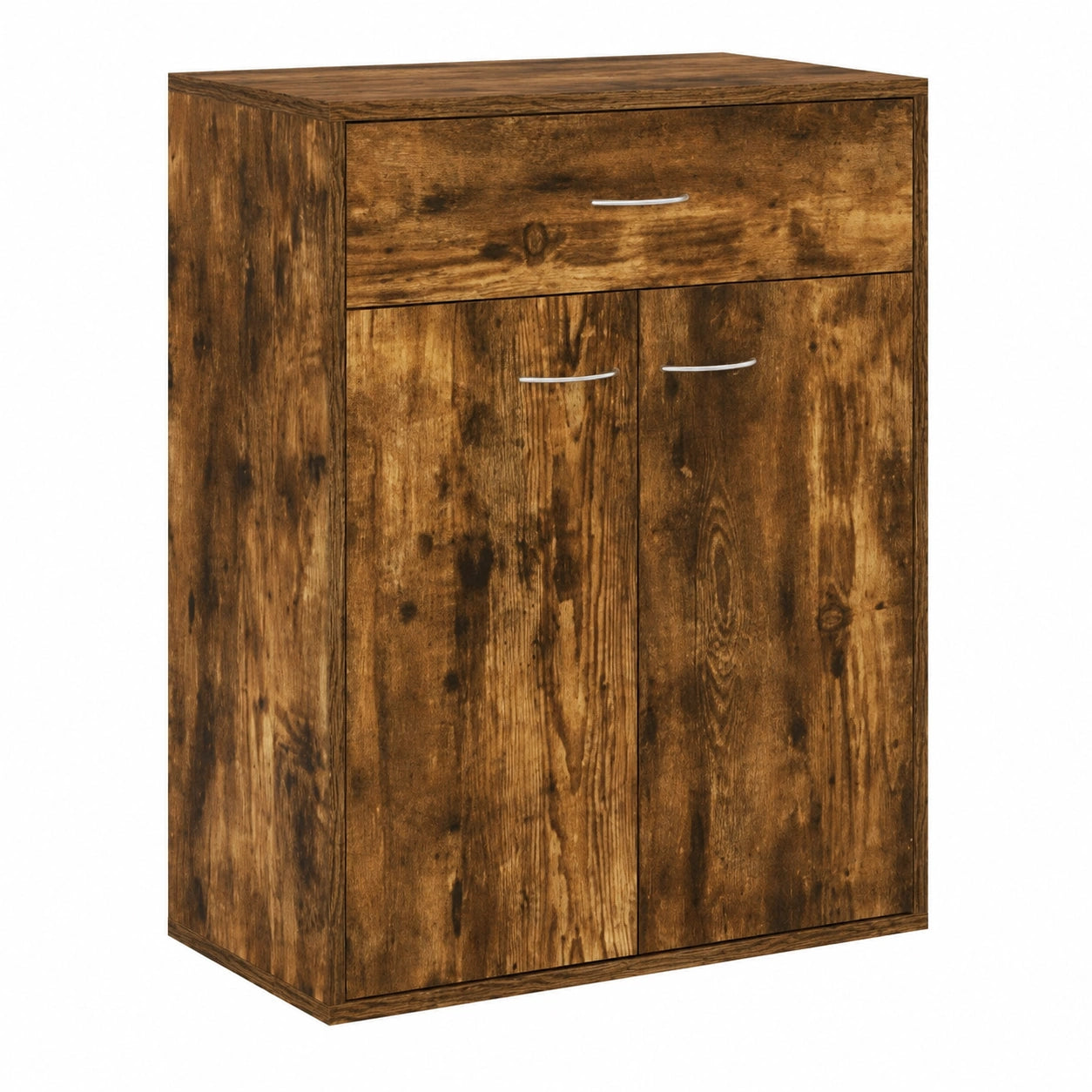 Aparador de Roble Ahumado con Almacenaje, 60x30x75 cm, 2 Puertas y 1 Cajón para Cocina y Comedor