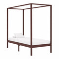 Cama con dosel de madera de pino maciza marrón oscuro 90x200 cm