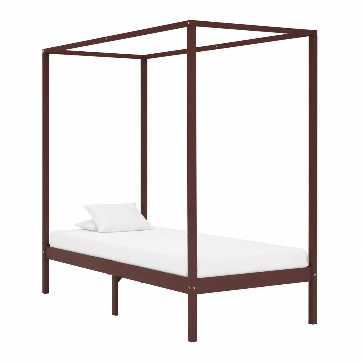 Cama con dosel de madera de pino maciza marrón oscuro 90x200 cm