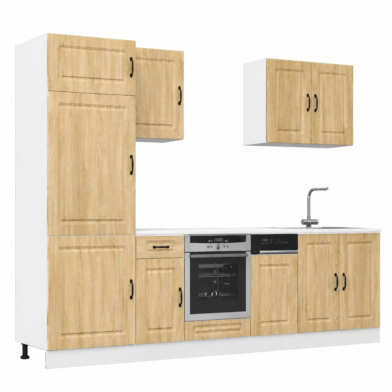 Conjunto de muebles de cocina Kalmar Sonoma en roble, diseño ajustable, espacioso y fácil de mantener