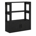Buffet moderno de roble negro con dos puertas, 30 x 80 x 90 cm, mueble práctico para salón y comedor