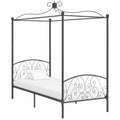Cama con Dosel de Metal Gris 100x200 cm INLIFE