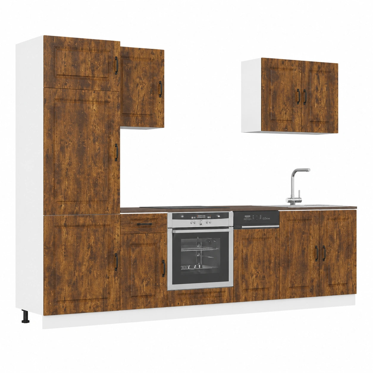 Conjunto de Cocina de 7 Piezas Kalmar, Roble Ahumado, Espacioso y Duradero
